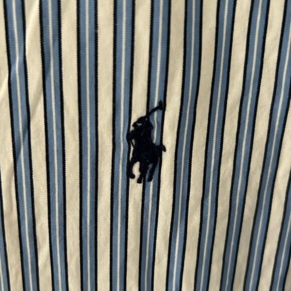 Polo by Ralph Lauren Classic Fit Blue Vertical Stripes Button Down Shirt, Sz XL - Picture 4 of 14